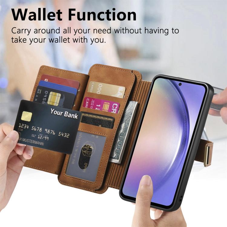 For Galaxy S25 FE 5G Ring Zipper Wallet RFID Blocking MagSafe Leather Phone Case