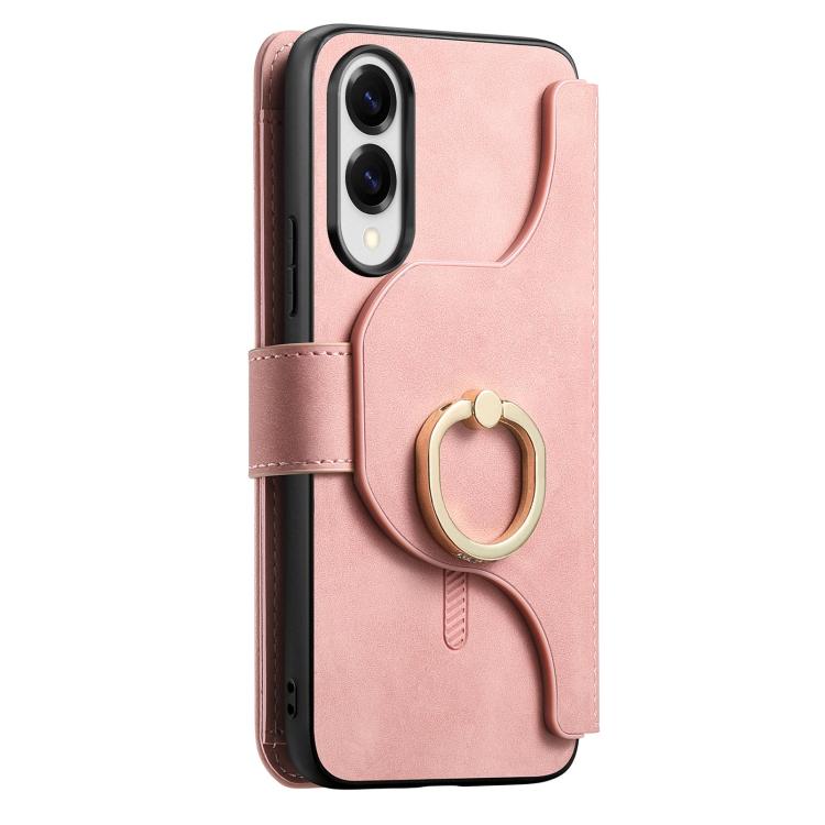 For Galaxy S25 Edge 5G Ring Zipper Wallet RFID Blocking MagSafe Leather Phone Case