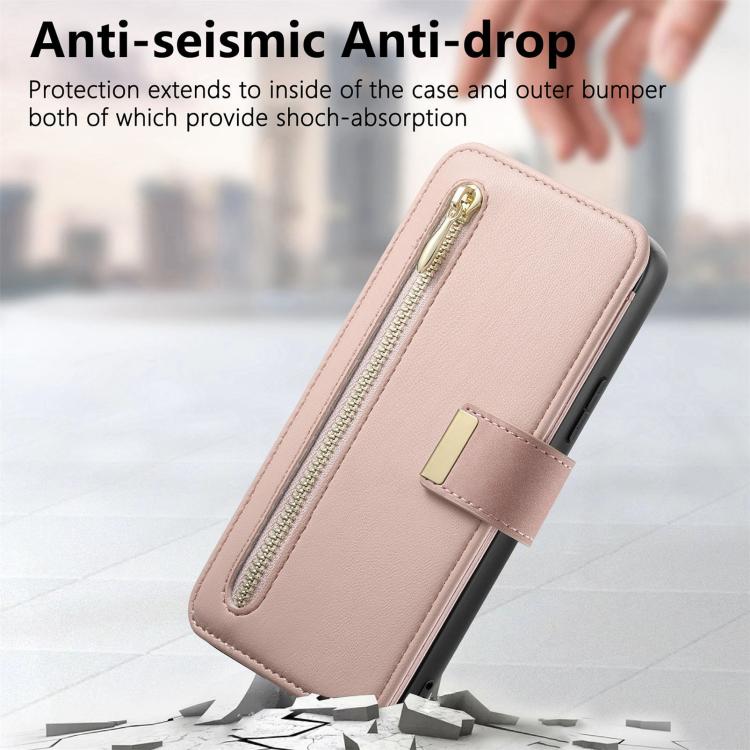 For Galaxy S25 Edge 5G Ring Zipper Wallet RFID Blocking MagSafe Leather Phone Case