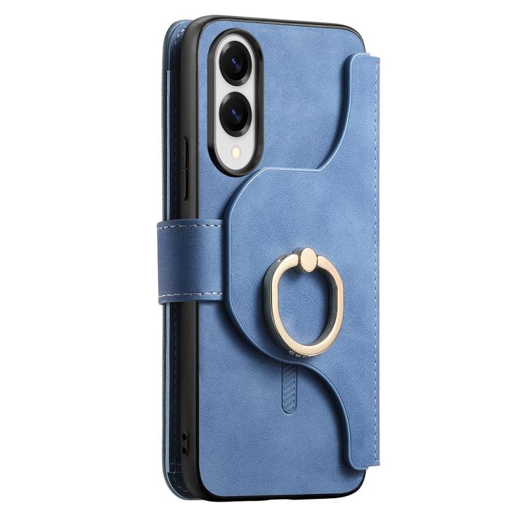 For Galaxy S25 Edge 5G Ring Zipper Wallet RFID Blocking MagSafe Leather Phone Case