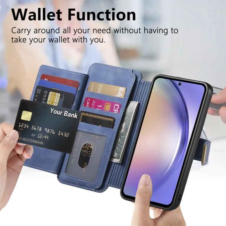 For Galaxy S25 Edge 5G Ring Zipper Wallet RFID Blocking MagSafe Leather Phone Case