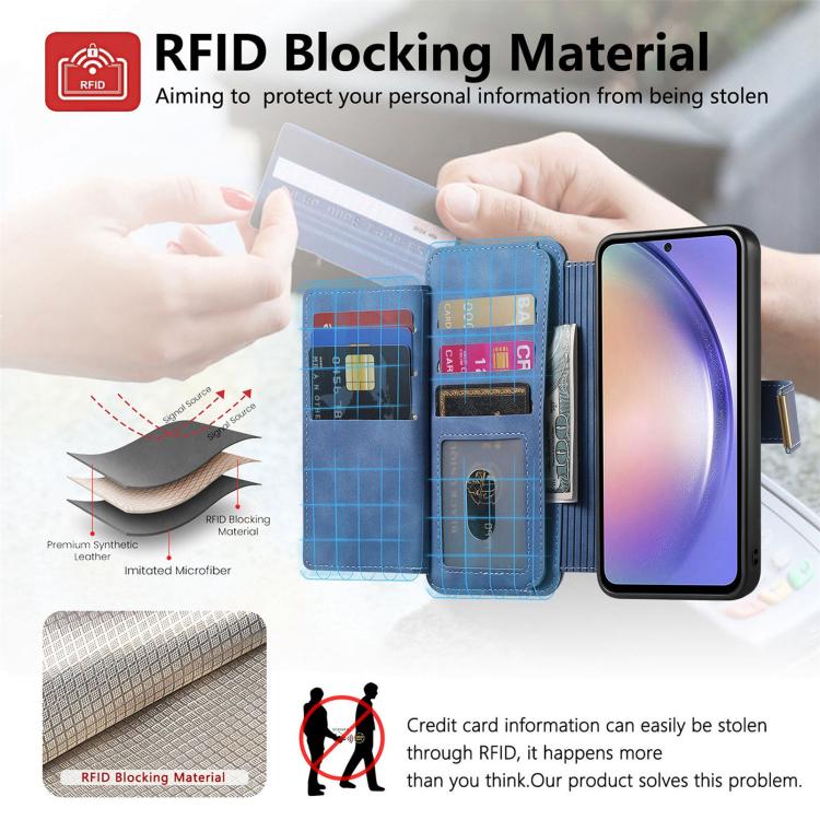 For Galaxy S25 Edge 5G Ring Zipper Wallet RFID Blocking MagSafe Leather Phone Case