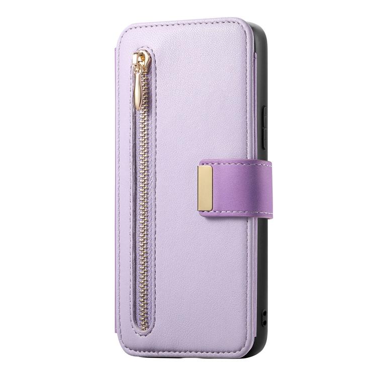 For Galaxy S25 Edge 5G Ring Zipper Wallet RFID Blocking MagSafe Leather Phone Case