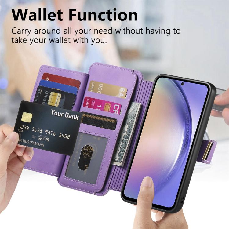 For Galaxy S25 Edge 5G Ring Zipper Wallet RFID Blocking MagSafe Leather Phone Case