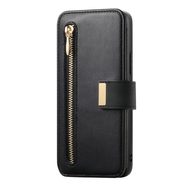 For Galaxy S25 Edge 5G Ring Zipper Wallet RFID Blocking MagSafe Leather Phone Case