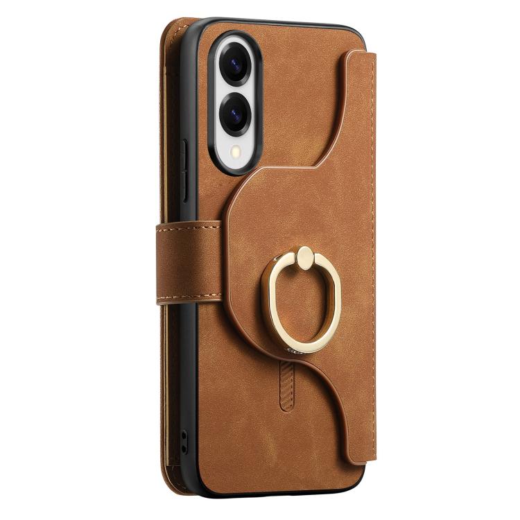 For Galaxy S25 Edge 5G Ring Zipper Wallet RFID Blocking MagSafe Leather Phone Case