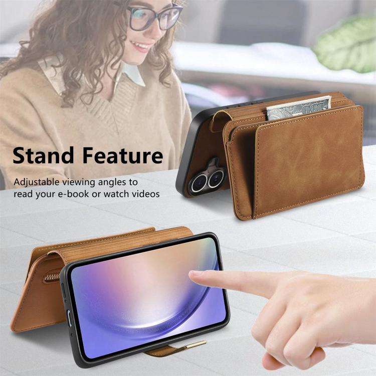 For Galaxy S25 Edge 5G Ring Zipper Wallet RFID Blocking MagSafe Leather Phone Case