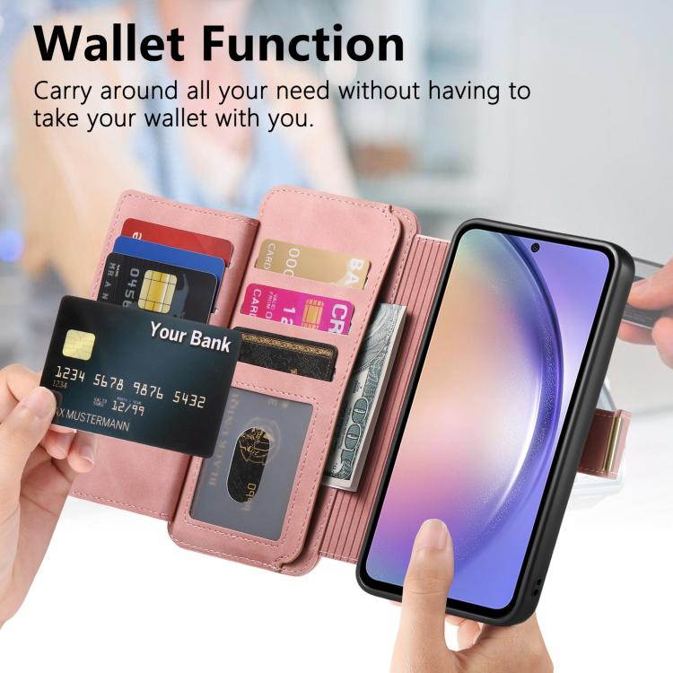 For Galaxy A54 5G Ring Zipper Wallet RFID Blocking MagSafe Leather Phone Case