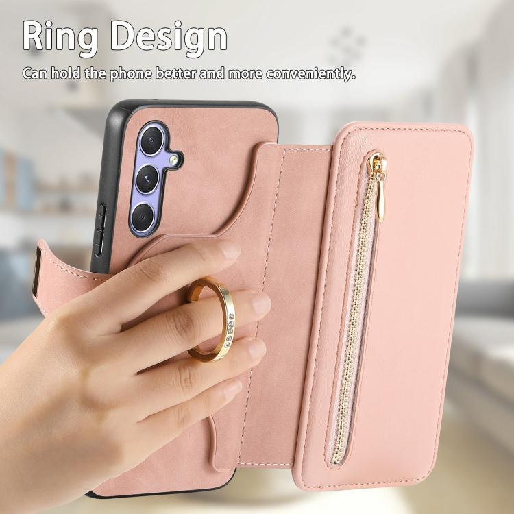 For Galaxy A54 5G Ring Zipper Wallet RFID Blocking MagSafe Leather Phone Case