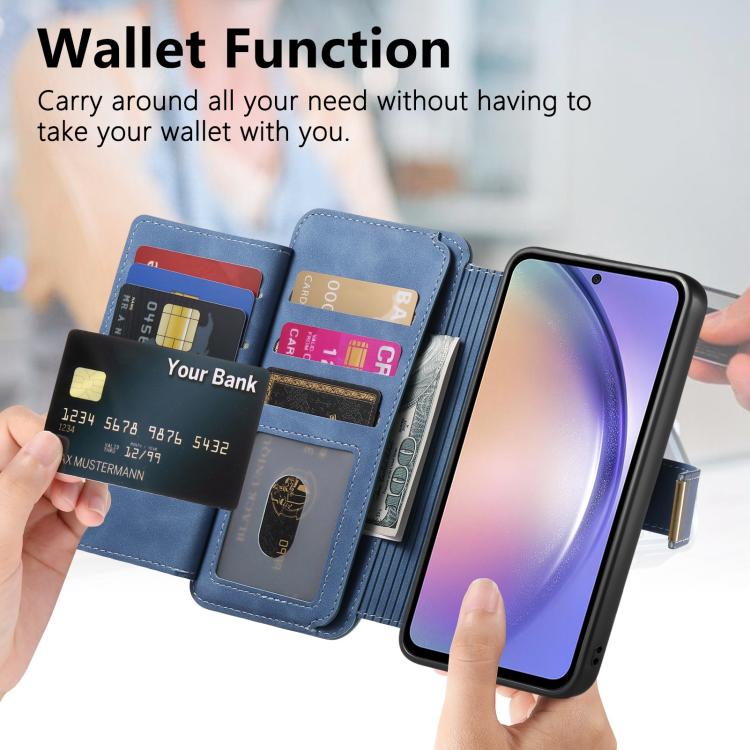 For Galaxy A54 5G Ring Zipper Wallet RFID Blocking MagSafe Leather Phone Case