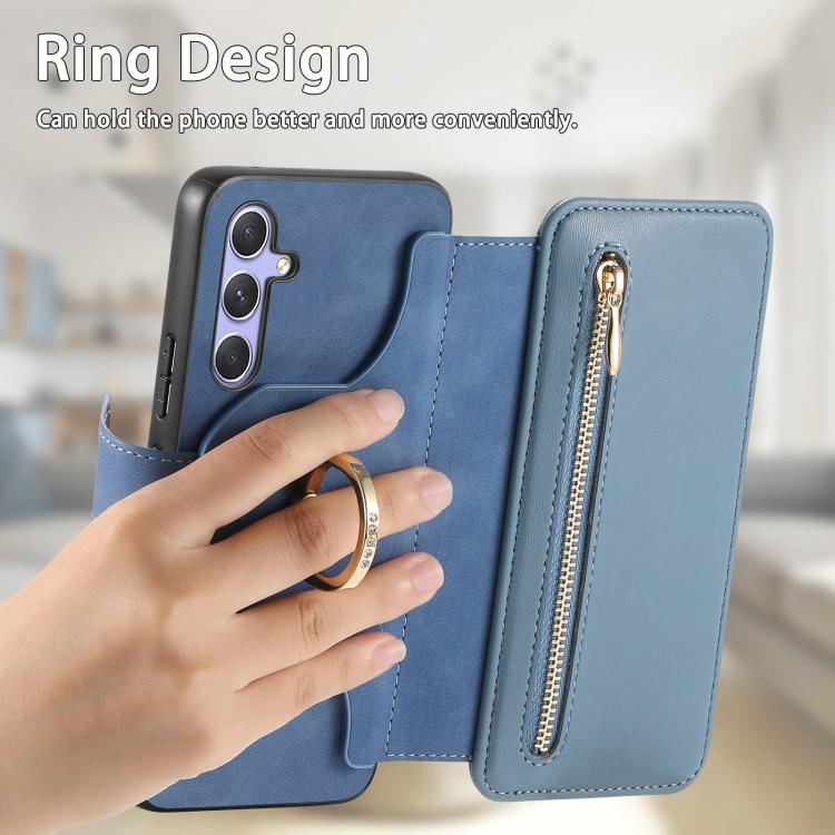For Galaxy A54 5G Ring Zipper Wallet RFID Blocking MagSafe Leather Phone Case