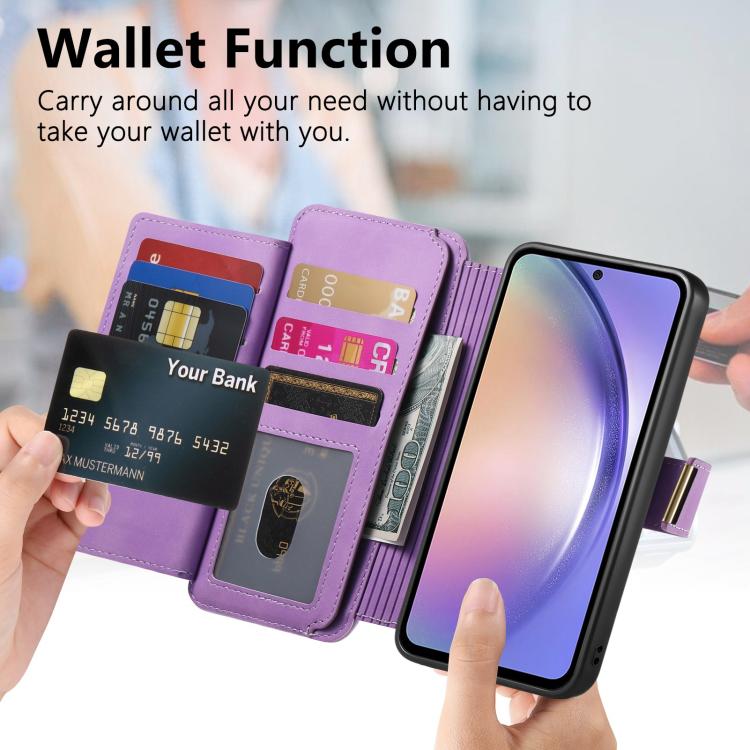 For Galaxy A54 5G Ring Zipper Wallet RFID Blocking MagSafe Leather Phone Case