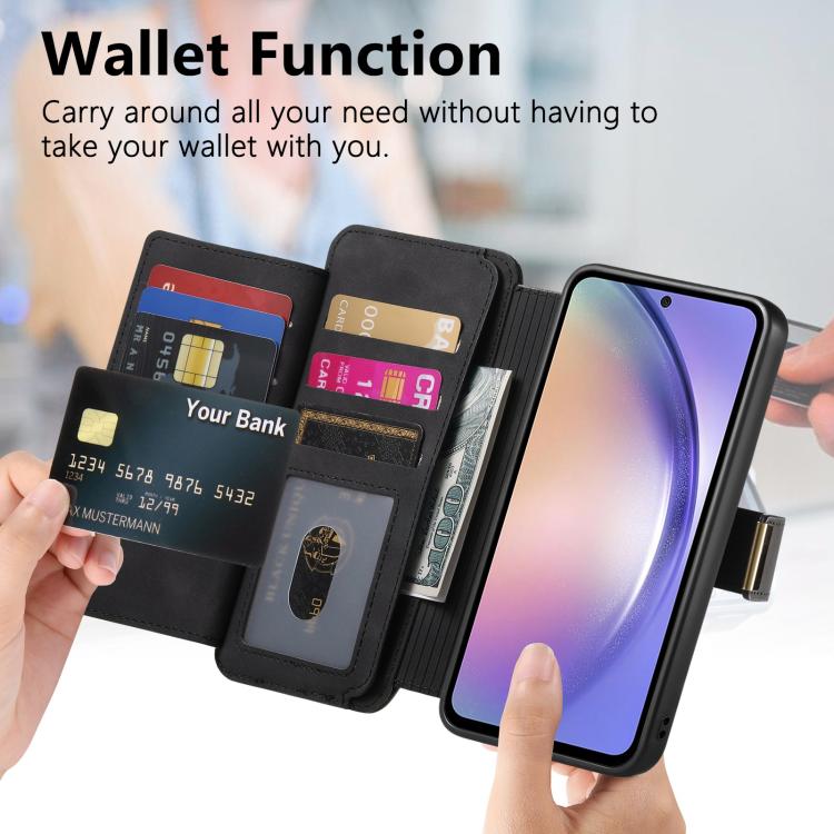 For Galaxy A54 5G Ring Zipper Wallet RFID Blocking MagSafe Leather Phone Case