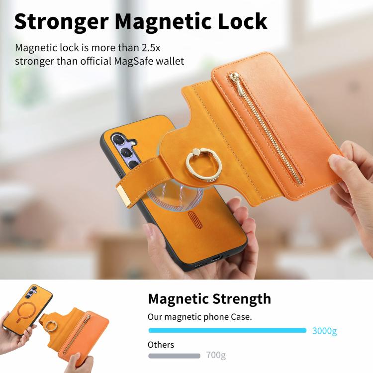 For Galaxy A54 5G Ring Zipper Wallet RFID Blocking MagSafe Leather Phone Case