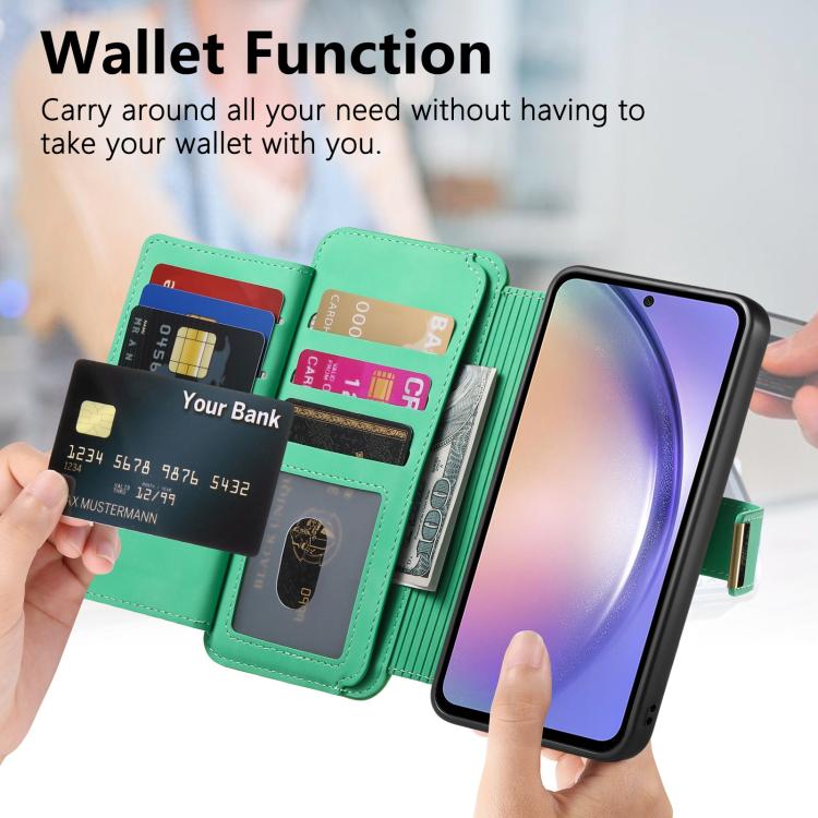 For Galaxy A54 5G Ring Zipper Wallet RFID Blocking MagSafe Leather Phone Case