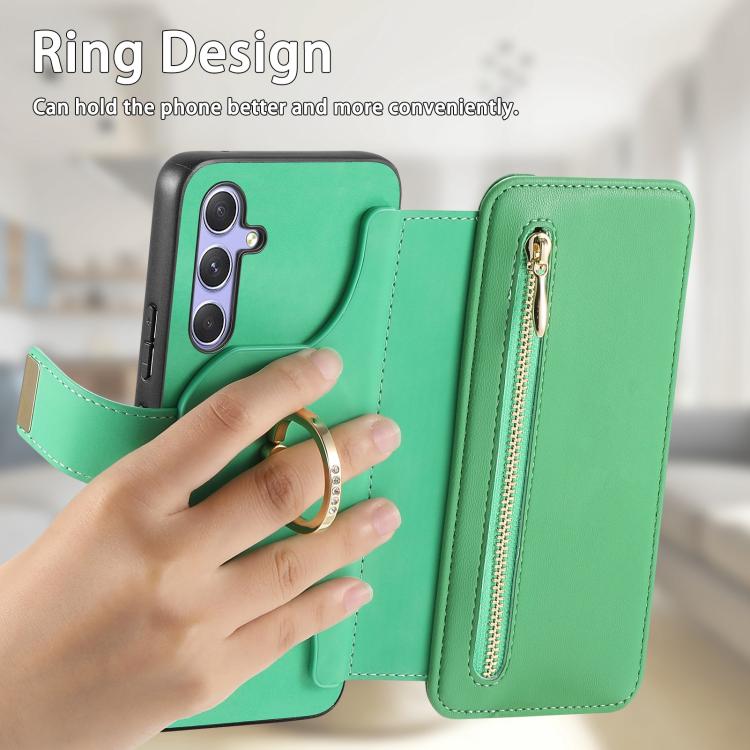 For Galaxy A54 5G Ring Zipper Wallet RFID Blocking MagSafe Leather Phone Case
