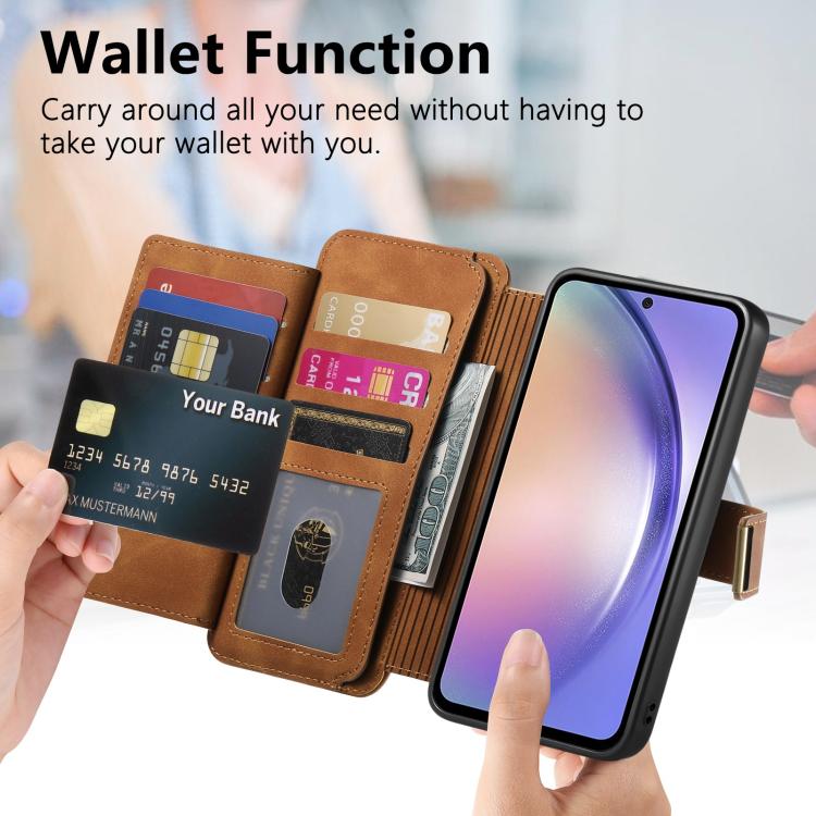 For Galaxy A54 5G Ring Zipper Wallet RFID Blocking MagSafe Leather Phone Case