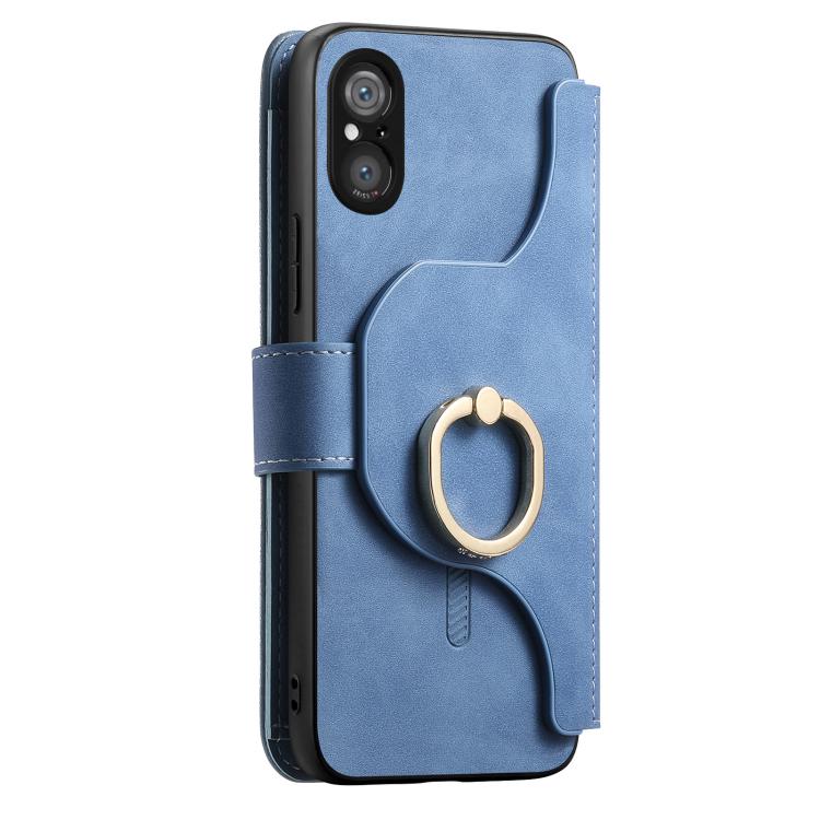 For Sony Xperia 5 V Ring Zipper Wallet RFID Blocking MagSafe Leather Phone Case