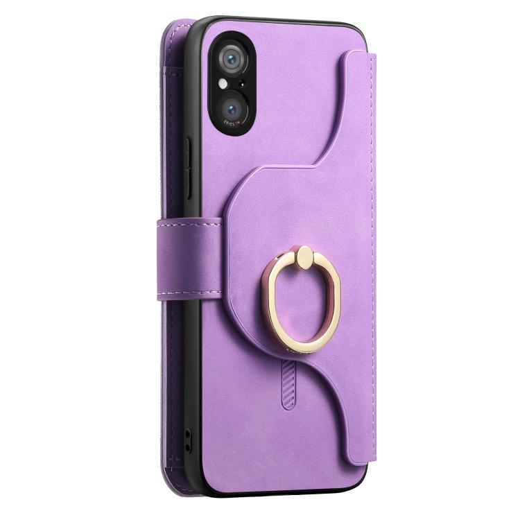 For Sony Xperia 5 V Ring Zipper Wallet RFID Blocking MagSafe Leather Phone Case