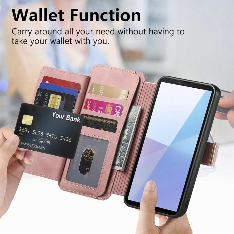 For Sony Xperia 10 VI Ring Zipper Wallet RFID Blocking MagSafe Leather Phone Case