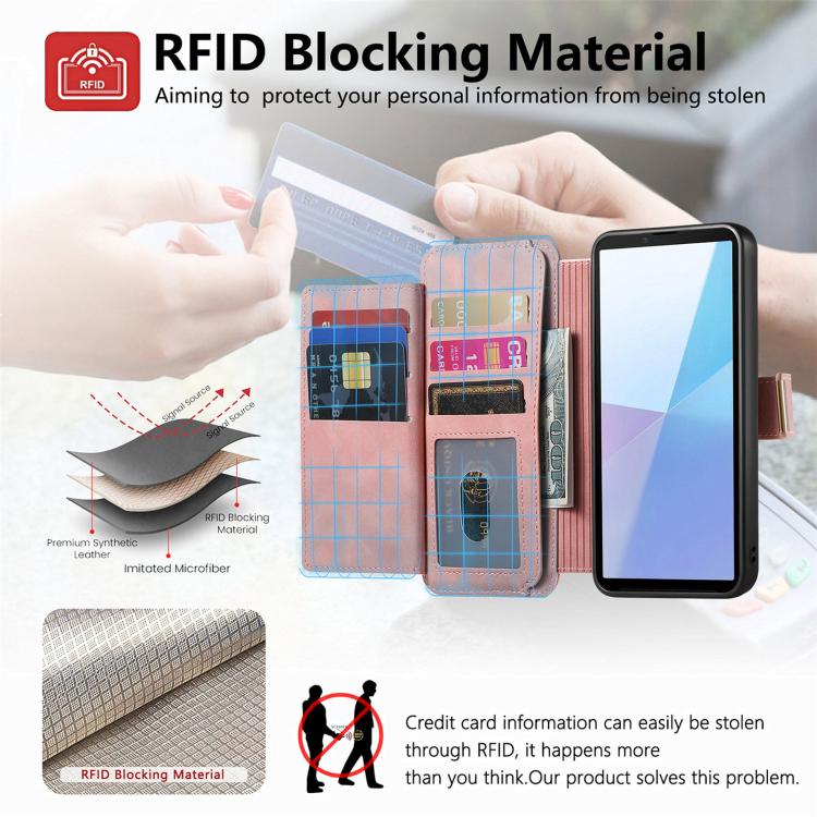 For Sony Xperia 10 VI Ring Zipper Wallet RFID Blocking MagSafe Leather Phone Case