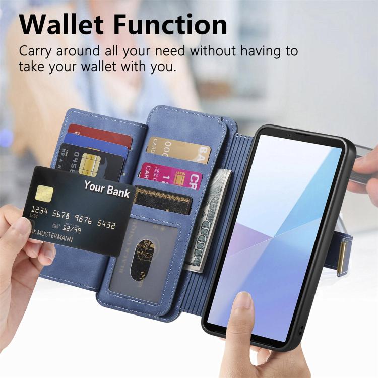 For Sony Xperia 10 VI Ring Zipper Wallet RFID Blocking MagSafe Leather Phone Case