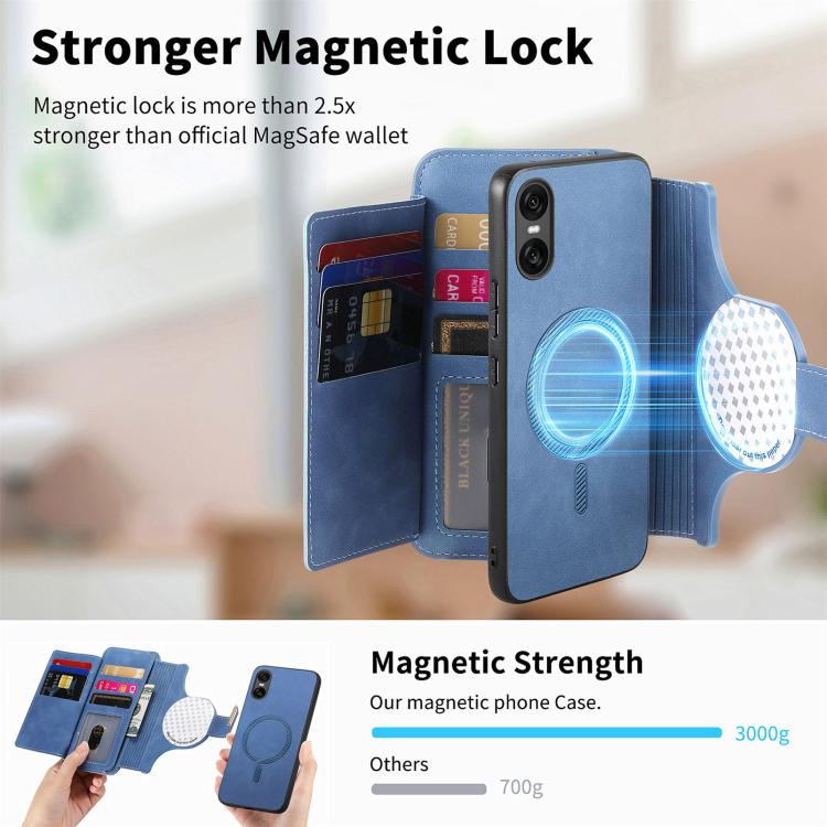 For Sony Xperia 10 VI Ring Zipper Wallet RFID Blocking MagSafe Leather Phone Case