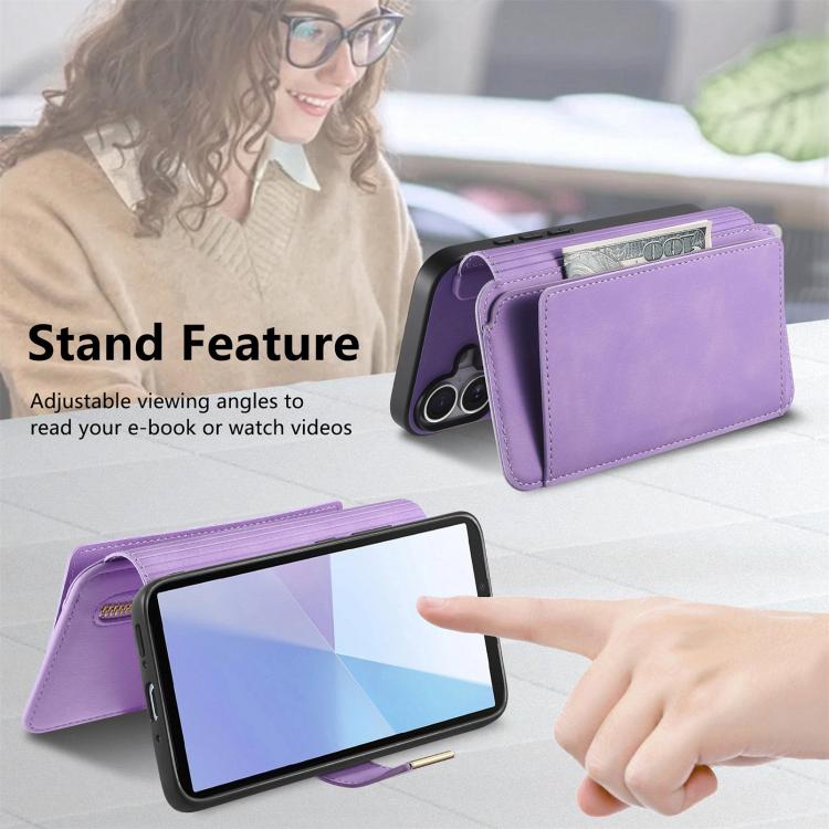 For Sony Xperia 10 VI Ring Zipper Wallet RFID Blocking MagSafe Leather Phone Case