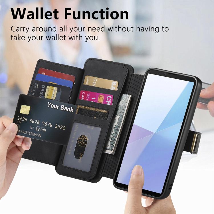 For Sony Xperia 10 VI Ring Zipper Wallet RFID Blocking MagSafe Leather Phone Case