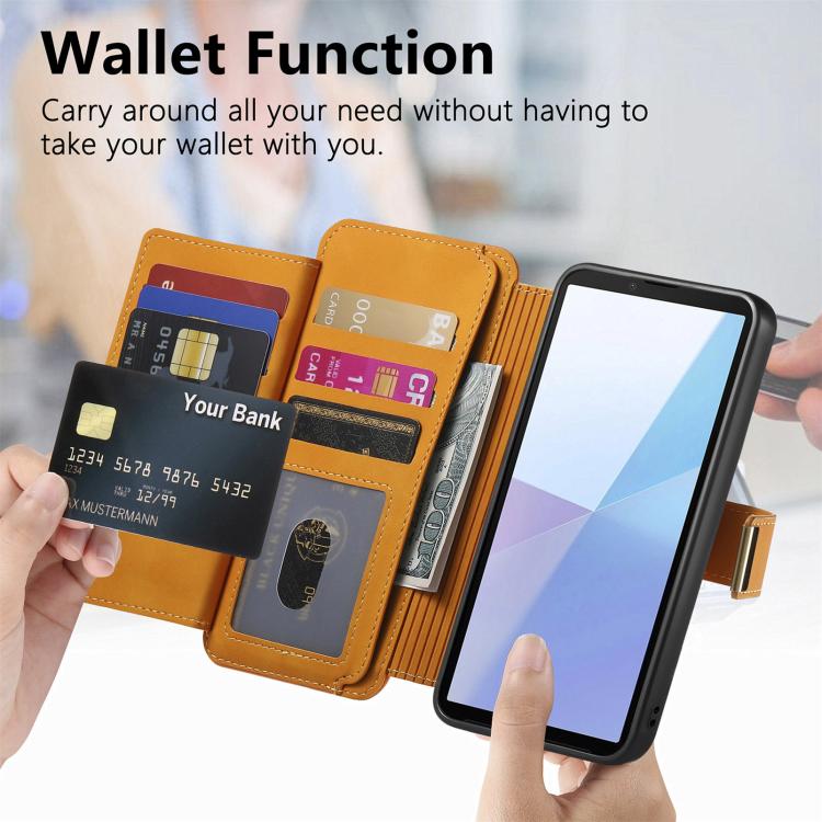 For Sony Xperia 10 VI Ring Zipper Wallet RFID Blocking MagSafe Leather Phone Case