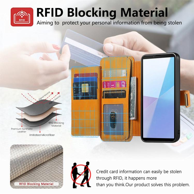 For Sony Xperia 10 VI Ring Zipper Wallet RFID Blocking MagSafe Leather Phone Case