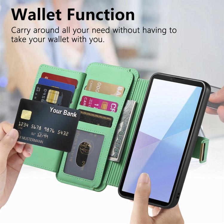 For Sony Xperia 10 VI Ring Zipper Wallet RFID Blocking MagSafe Leather Phone Case