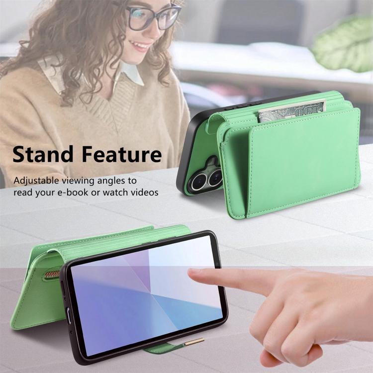 For Sony Xperia 10 VI Ring Zipper Wallet RFID Blocking MagSafe Leather Phone Case