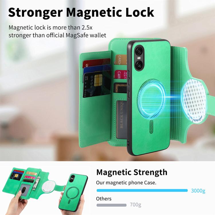 For Sony Xperia 10 VI Ring Zipper Wallet RFID Blocking MagSafe Leather Phone Case