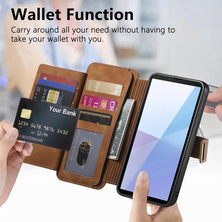 For Sony Xperia 10 VI Ring Zipper Wallet RFID Blocking MagSafe Leather Phone Case