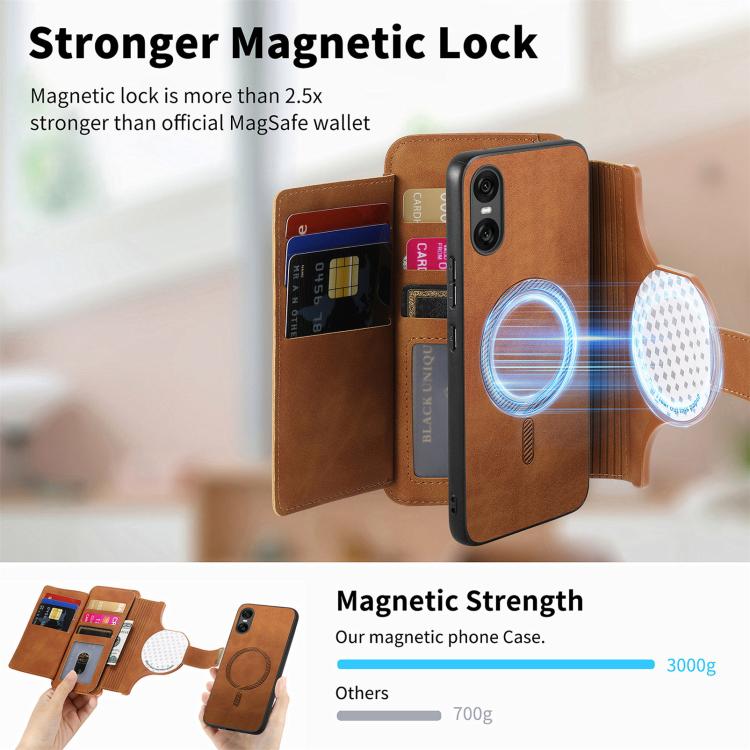 For Sony Xperia 10 VI Ring Zipper Wallet RFID Blocking MagSafe Leather Phone Case