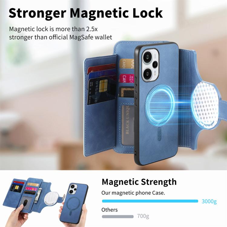 For Redmi Note 12 Turbo Ring Zipper Wallet RFID Blocking MagSafe Leather Phone Case