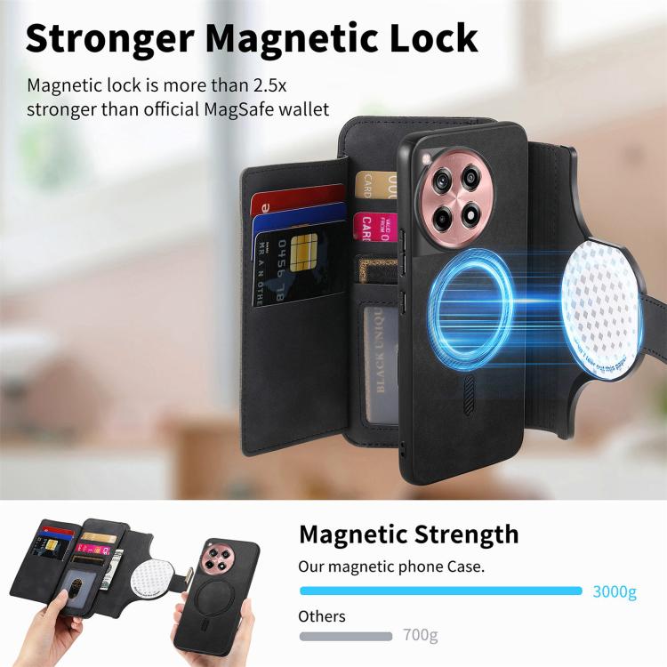 For OnePlus 12R  5G / Ace 3 Ring Zipper Wallet RFID Blocking MagSafe Leather Phone Case
