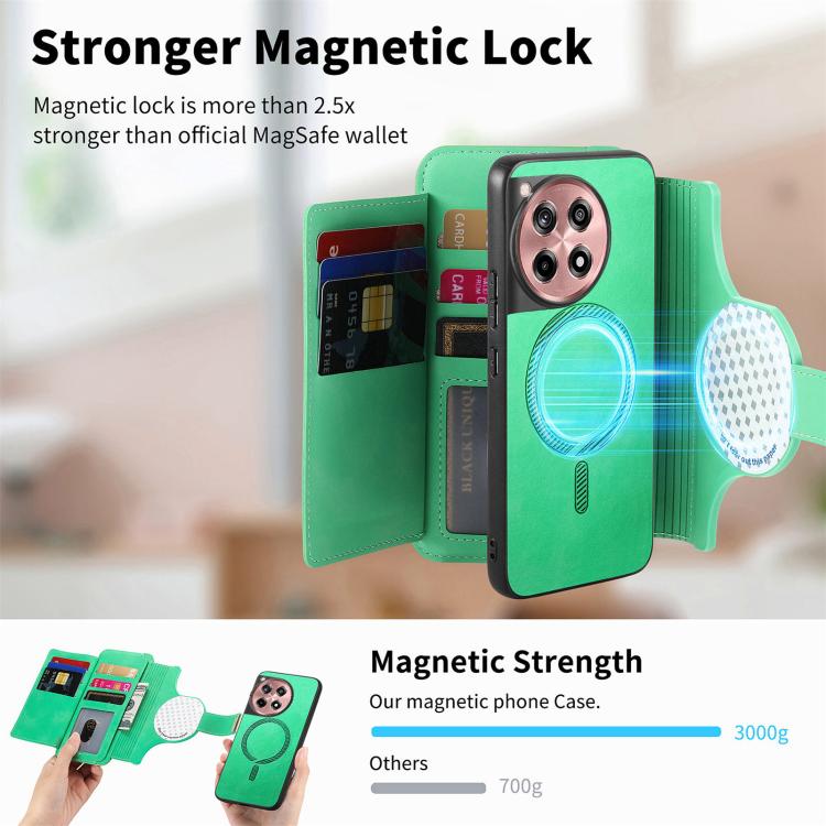For OnePlus 12R  5G / Ace 3 Ring Zipper Wallet RFID Blocking MagSafe Leather Phone Case