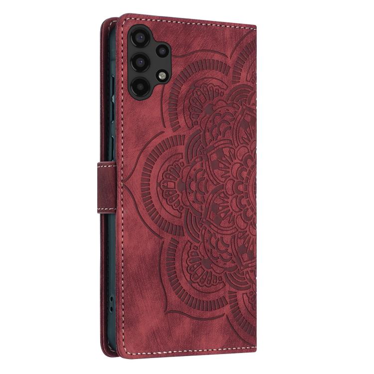 For Samsung Galaxy A13 Mandala Embossed Retro Frosted Leather Phone Case