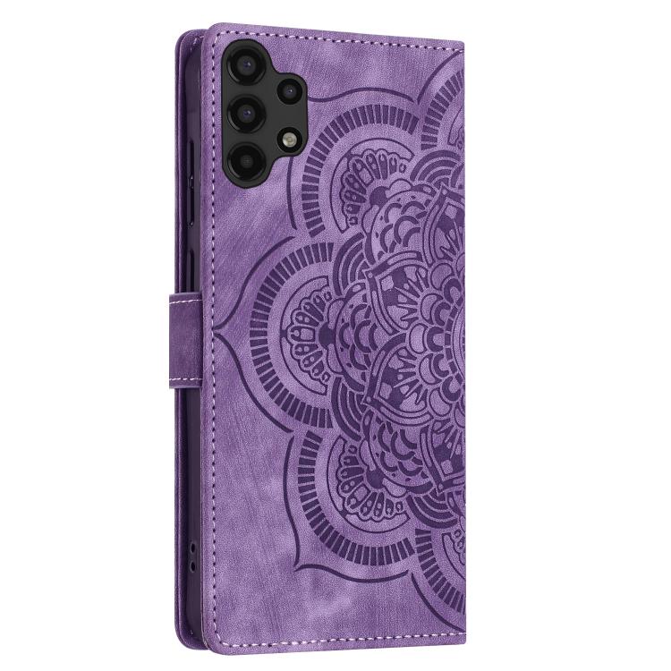 For Samsung Galaxy A13 Mandala Embossed Retro Frosted Leather Phone Case