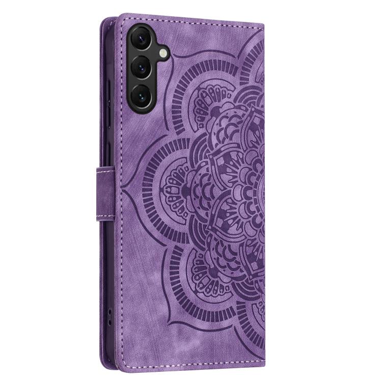For Samsung Galaxy A14 Mandala Embossed Retro Frosted Leather Phone Case