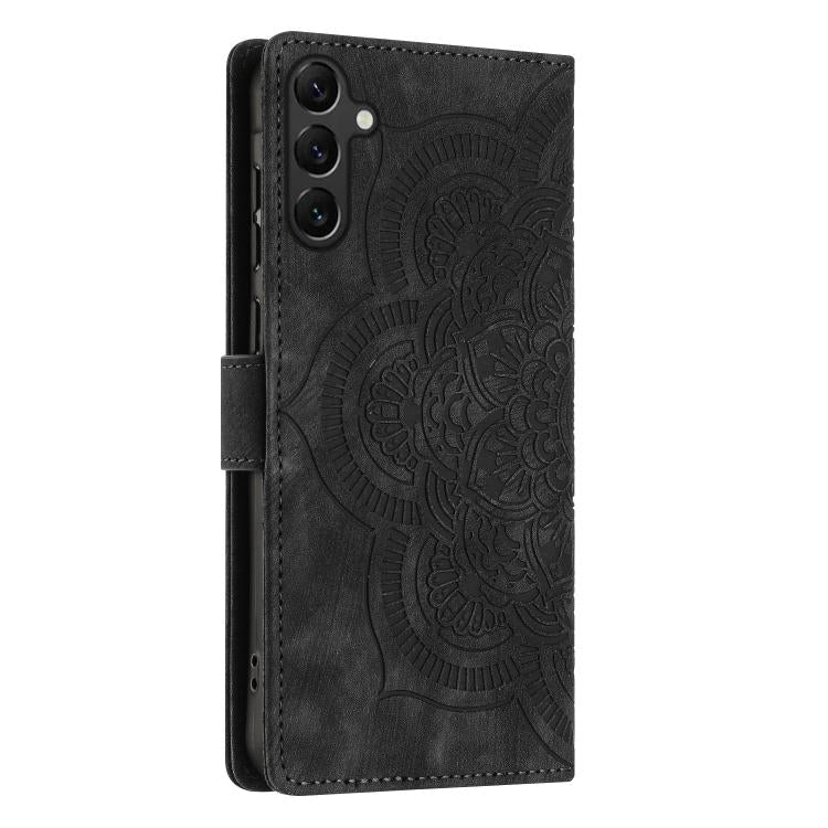 For Samsung Galaxy A14 Mandala Embossed Retro Frosted Leather Phone Case