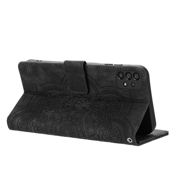 For Samsung Galaxy A23 5G Mandala Embossed Retro Frosted Leather Phone Case
