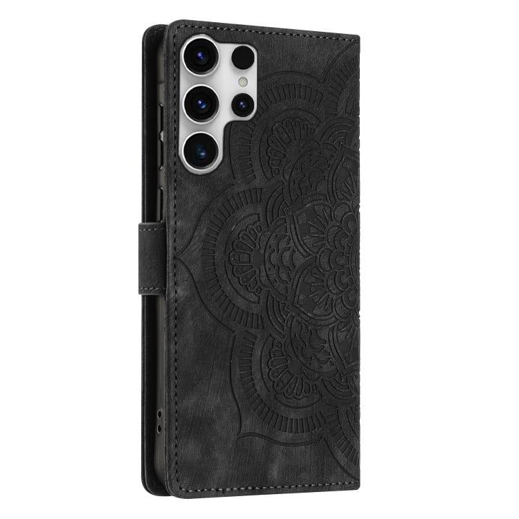 For Samsung Galaxy S25 Ultra 5G Mandala Embossed Retro Frosted Leather Phone Case