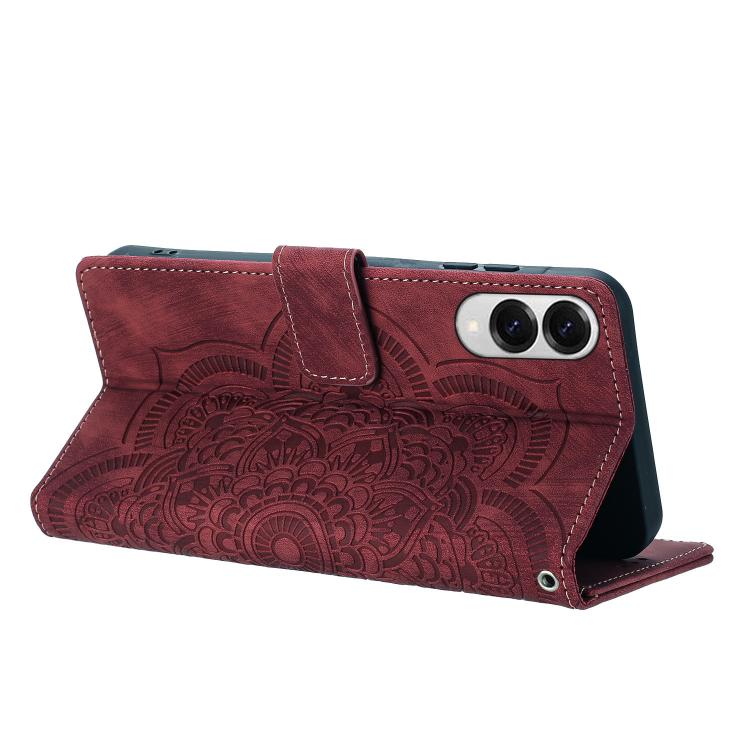 For Samsung Galaxy S25 Edge 5G Mandala Embossed Retro Frosted Leather Phone Case