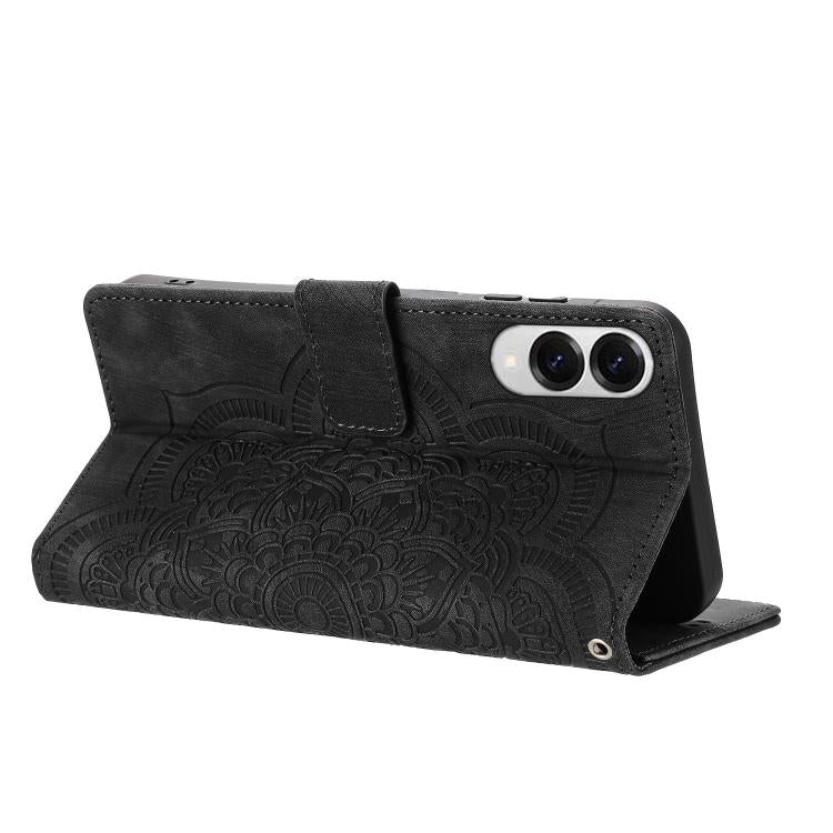 For Samsung Galaxy S25 Edge 5G Mandala Embossed Retro Frosted Leather Phone Case