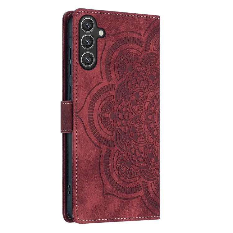 For Samsung Galaxy S24 FE 5G Mandala Embossed Retro Frosted Leather Phone Case
