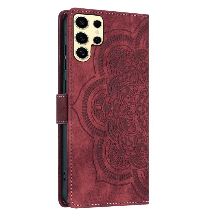For Samsung Galaxy S24 Ultra 5G Mandala Embossed Retro Frosted Leather Phone Case