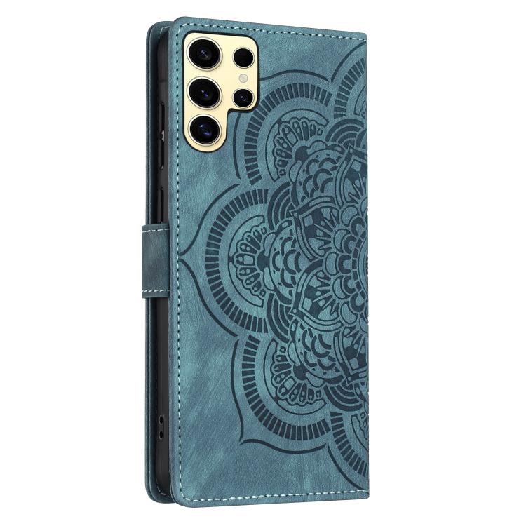 For Samsung Galaxy S24 Ultra 5G Mandala Embossed Retro Frosted Leather Phone Case